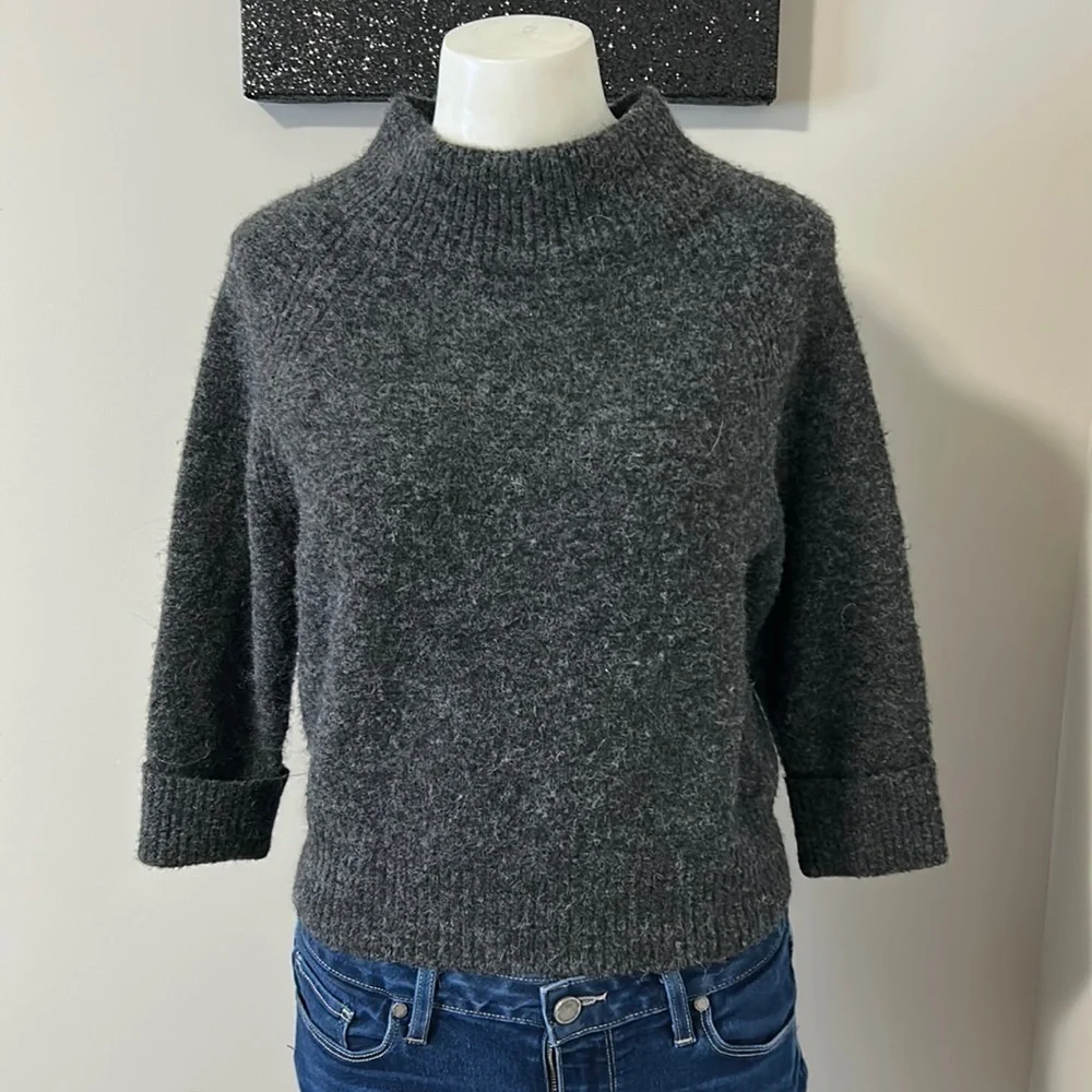 3.1 Philip Lim Women's Grey Mock Neck Alpaca Wool Jumper Sweater Sz XS